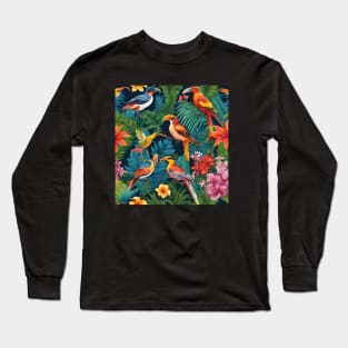 AI Tropical Birds and Flowers Long Sleeve T-Shirt